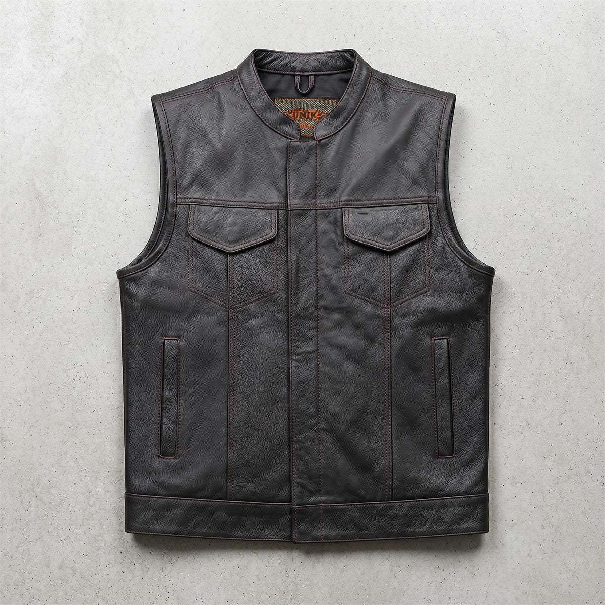 Clubman - Men's SOA Club Style leather Motorcycle Vest - Unik Just for Bikers - Flyclothing LLC