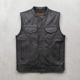 Clubman - Men's SOA Club Style leather Motorcycle Vest - Unik Just for Bikers - Flyclothing LLC