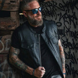 Clubman - Men's SOA Club Style leather Motorcycle Vest - Unik Just for Bikers - Flyclothing LLC
