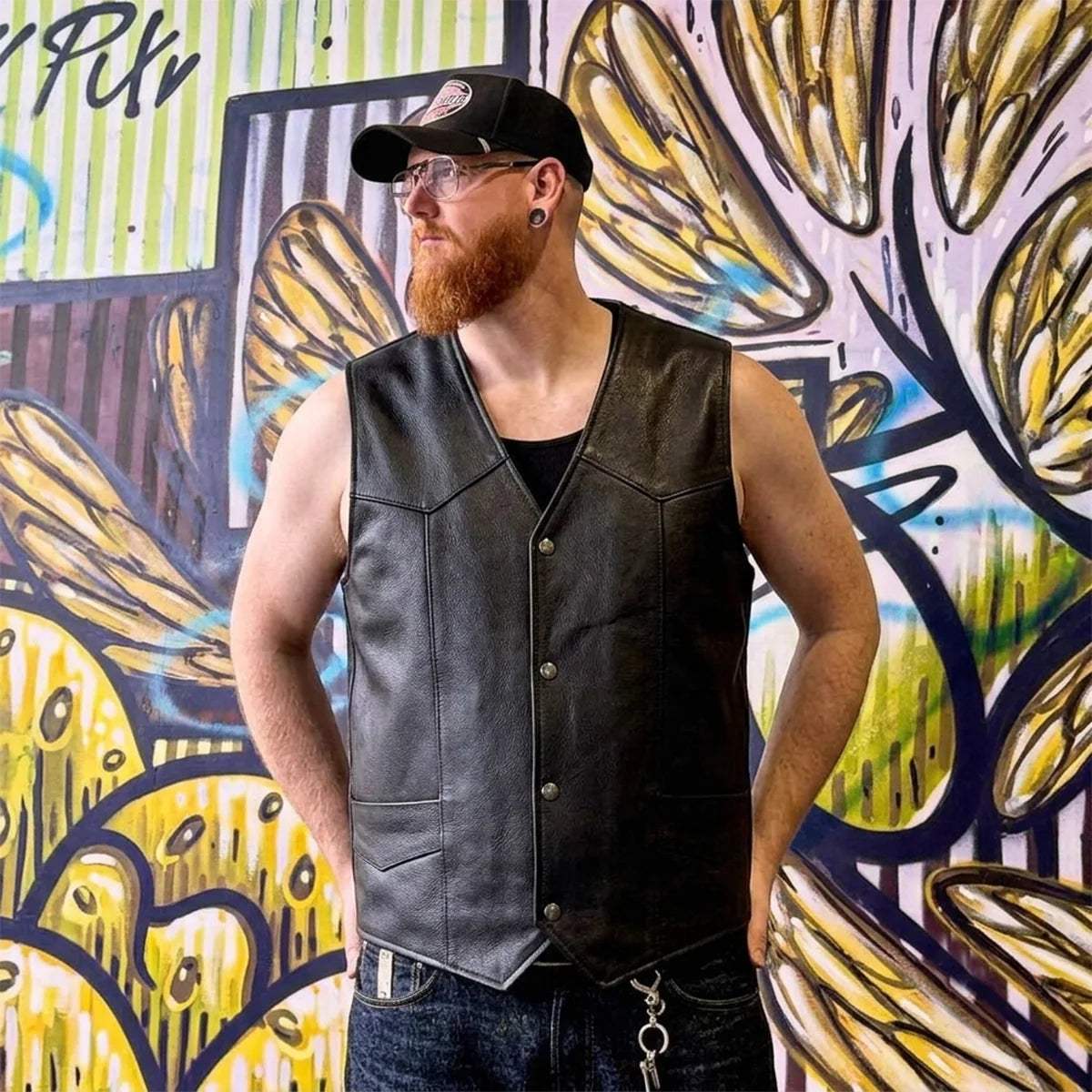 Cattleman - Mens Premium Leather Vest - Unik Just for Bikers - Flyclothing LLC