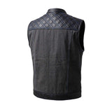 Cobalt - Men's Leather/Denim Club Style Motorcycle Vest - Unik Just for Bikers - Flyclothing LLC