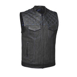 Cobalt - Men's Leather/Denim Club Style Motorcycle Vest - Unik Just for Bikers - Flyclothing LLC