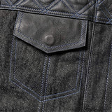 Cobalt - Men's Leather/Denim Club Style Motorcycle Vest - Unik Just for Bikers - Flyclothing LLC