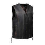 Colorado - Men's Motorcycle Leather Vest (Brown) - Unik Just for Bikers - Flyclothing LLC