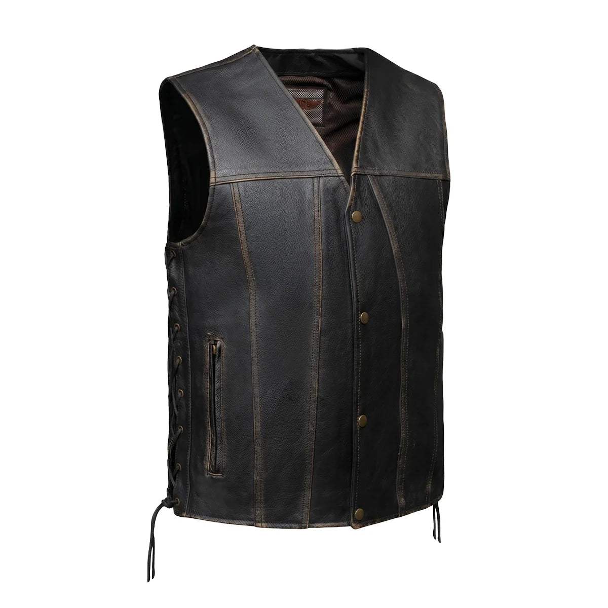 Colorado - Men's Motorcycle Leather Vest (Brown) - Unik Just for Bikers - Flyclothing LLC