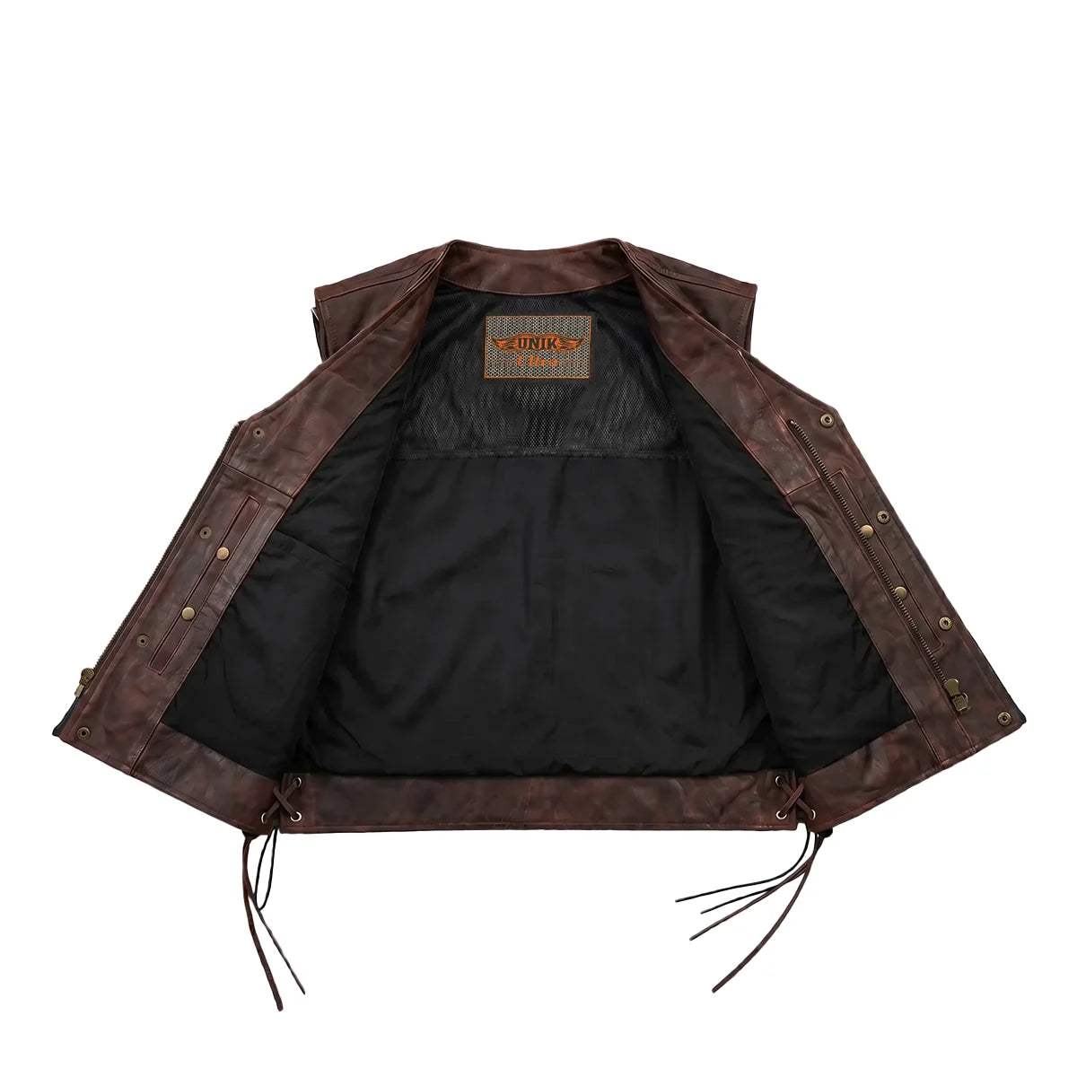 Colorado - Men's Motorcycle Leather Vest (Brown) - Unik Just for Bikers - Flyclothing LLC