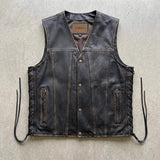 Colorado - Men's Motorcycle Leather Vest (Brown) - Unik Just for Bikers - Flyclothing LLC