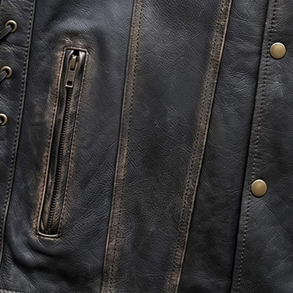 Colorado - Men's Motorcycle Leather Vest (Brown) - Unik Just for Bikers - Flyclothing LLC
