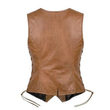 Leah - Women's Lambskin Leather Motorcycle Vest (Brown) - Unik Just for Bikers - Flyclothing LLC