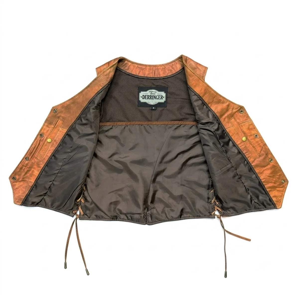 Leah - Women's Lambskin Leather Motorcycle Vest (Brown) - Unik Just for Bikers - Flyclothing LLC