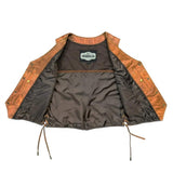Leah - Women's Lambskin Leather Motorcycle Vest (Brown) - Unik Just for Bikers - Flyclothing LLC