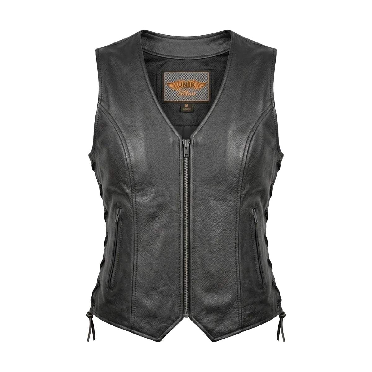 Mae - Women's Zippered Leather Motorcycle Vest - Unik Just for Bikers - Flyclothing LLC