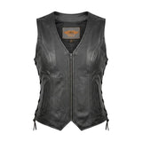 Mae - Women's Zippered Leather Motorcycle Vest - Unik Just for Bikers - Flyclothing LLC