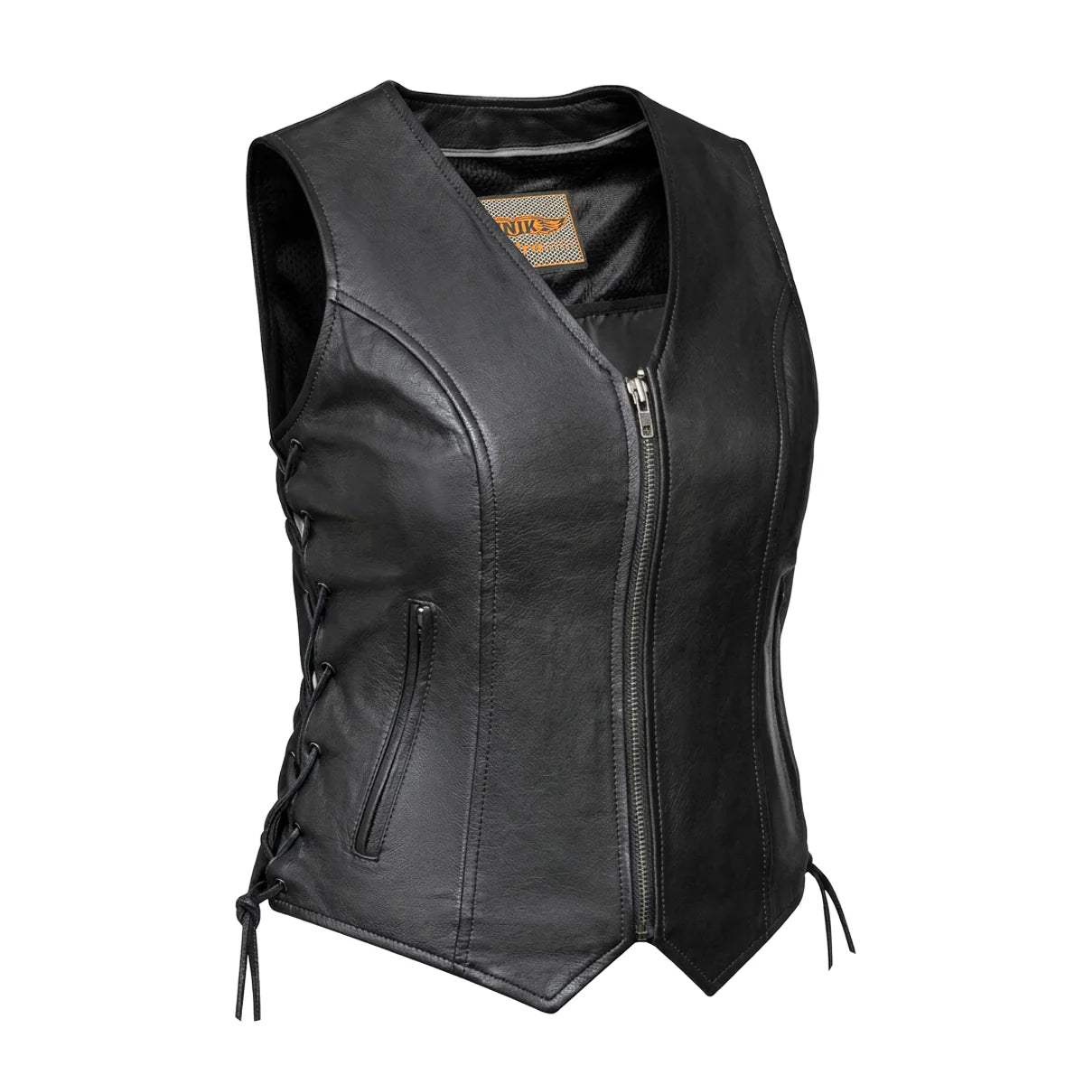 Mae - Women's Zippered Leather Motorcycle Vest - Unik Just for Bikers - Flyclothing LLC