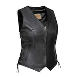 Mae - Women's Zippered Leather Motorcycle Vest - Unik Just for Bikers - Flyclothing LLC