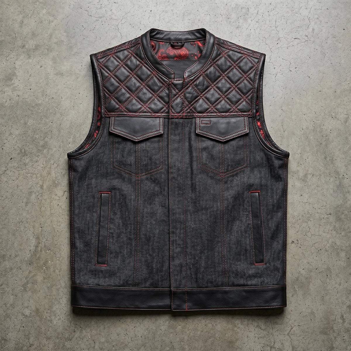 Crimson - Mens Hybrid Club Vest - Unik Just for Bikers - Flyclothing LLC