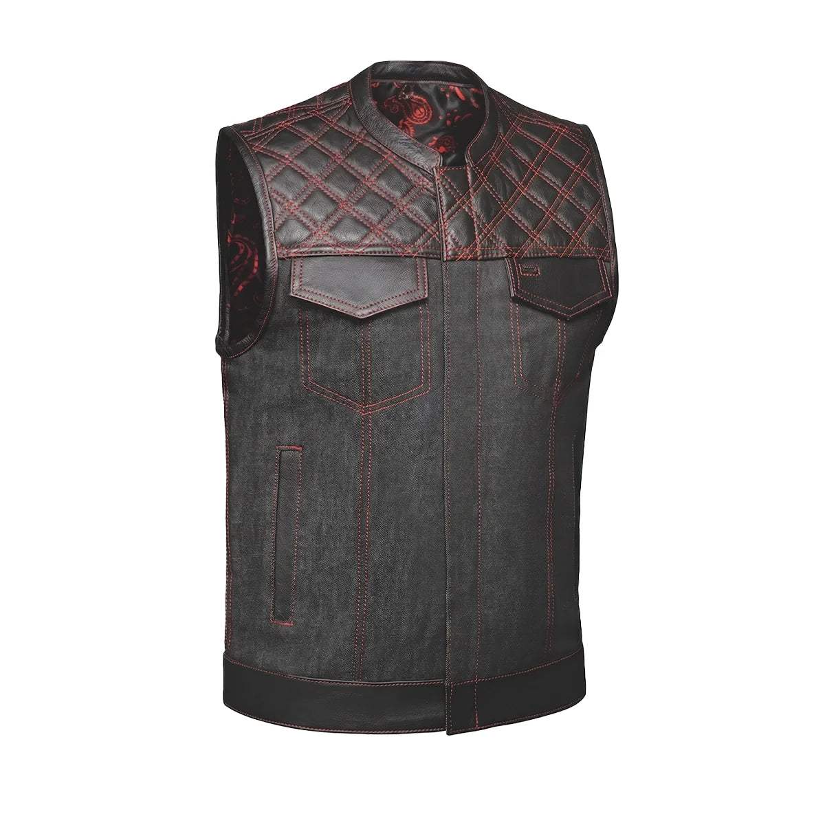 Crimson - Mens Hybrid Club Vest - Unik Just for Bikers - Flyclothing LLC