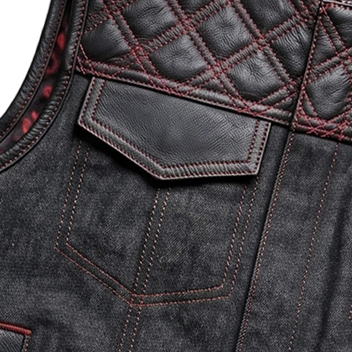 Crimson - Mens Hybrid Club Vest - Unik Just for Bikers - Flyclothing LLC