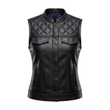 Mauve - Women's SOA Club Style leather Motorcycle Vest - Unik Just for Bikers - Flyclothing LLC