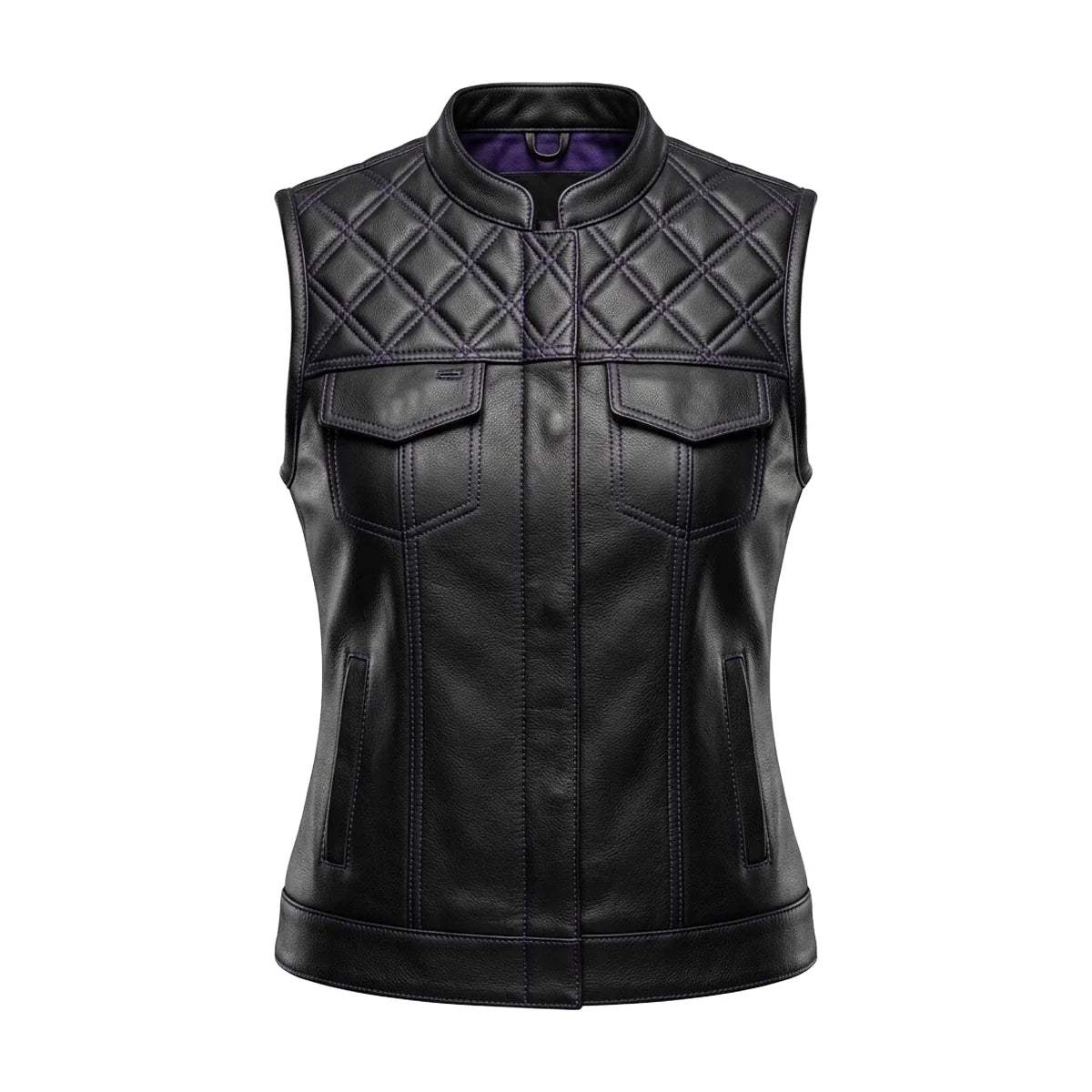 Mauve - Women's SOA Club Style leather Motorcycle Vest - Unik Just for Bikers - Flyclothing LLC