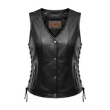 Mesa - Women's Naked Goatskin Leather Motorcycle Vest - Unik Just for Bikers - Flyclothing LLC
