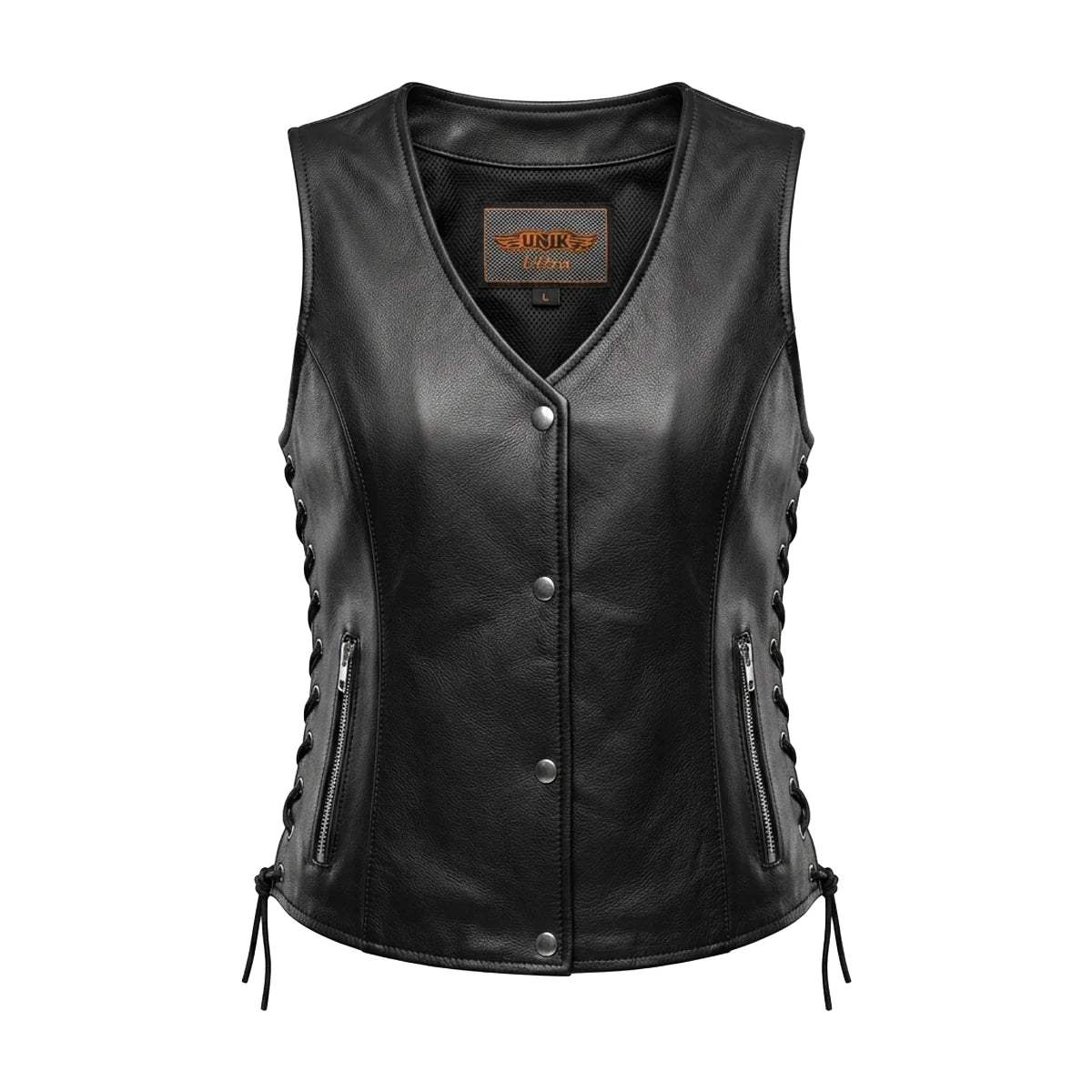 Mesa - Women's Naked Goatskin Leather Motorcycle Vest - Unik Just for Bikers - Flyclothing LLC