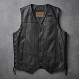 El Paso - Men's Motorcycle Leather Vest - Unik Just for Bikers - Flyclothing LLC