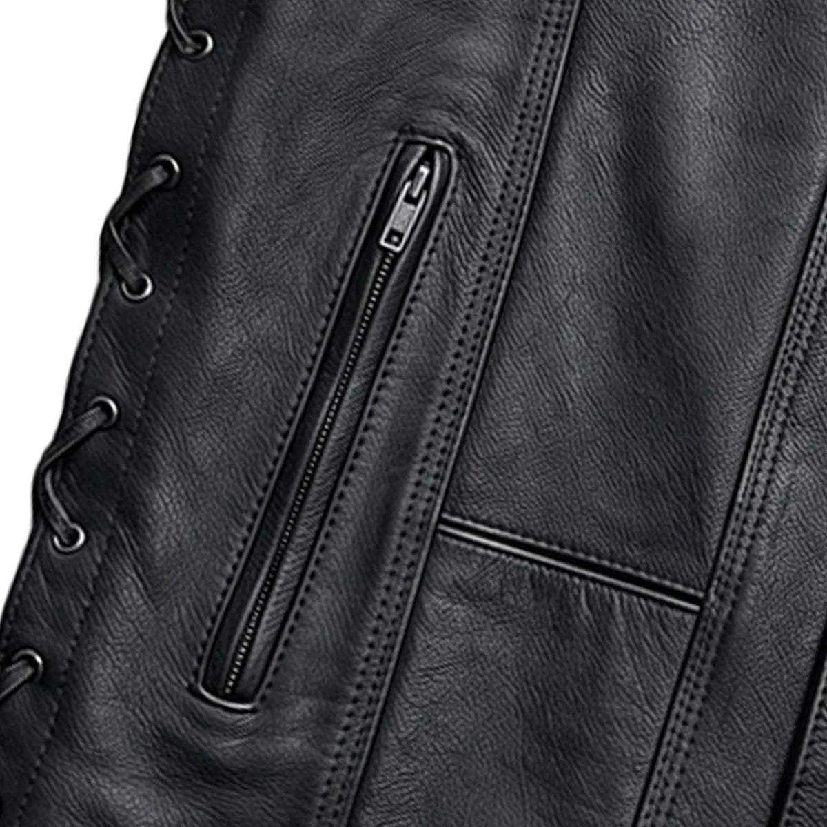 El Paso - Men's Motorcycle Leather Vest - Unik Just for Bikers - Flyclothing LLC
