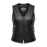 Midnight Cowgirl - Women's Lambskin Leather Motorcycle Vest - Unik Just for Bikers - Flyclothing LLC