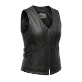 Midnight Cowgirl - Women's Lambskin Leather Motorcycle Vest - Unik Just for Bikers - Flyclothing LLC