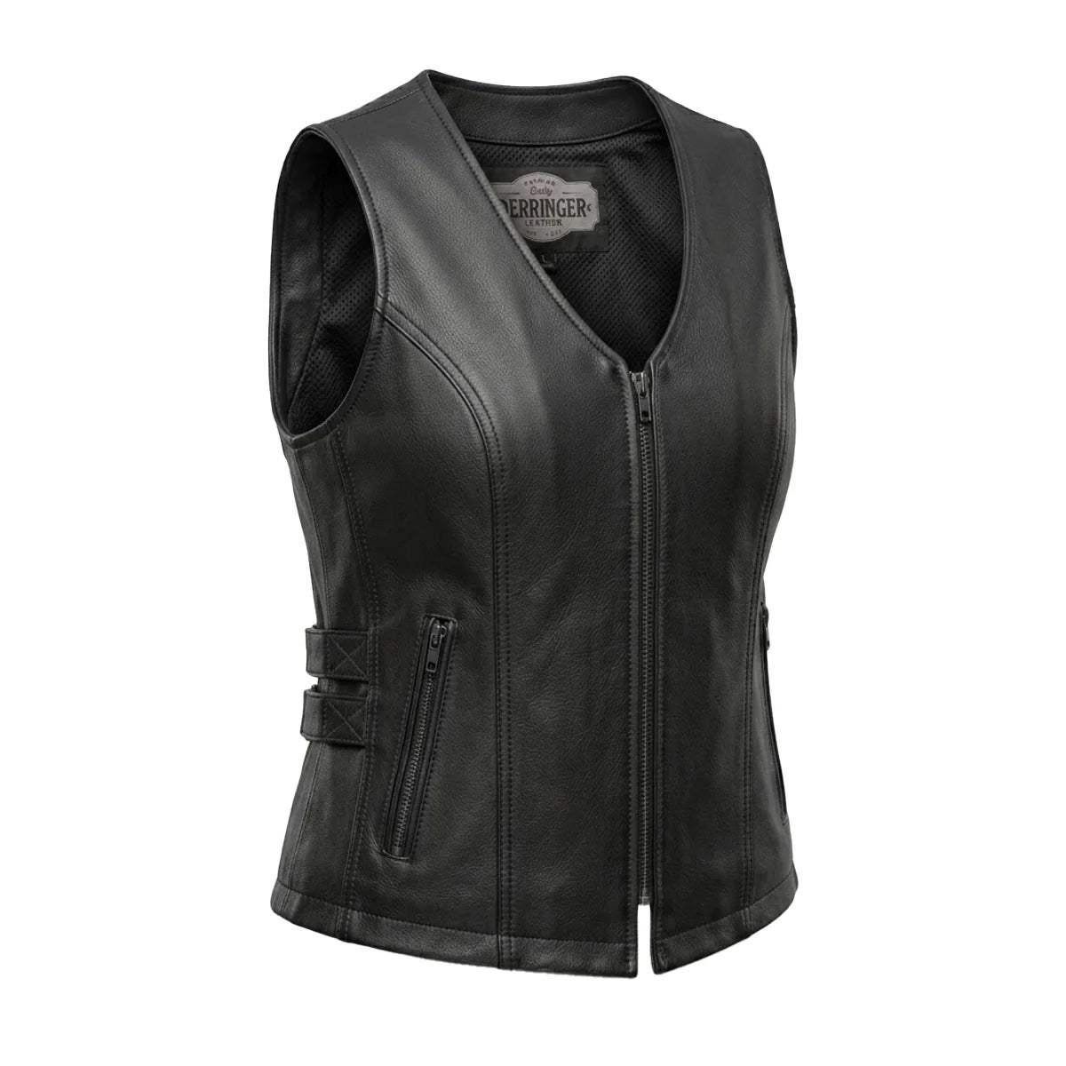 Midnight Cowgirl - Women's Lambskin Leather Motorcycle Vest - Unik Just for Bikers - Flyclothing LLC