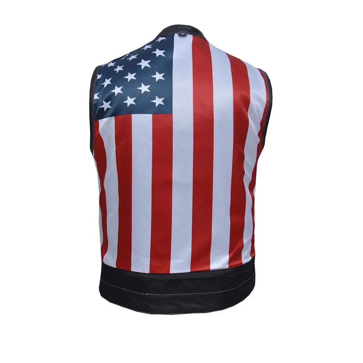 Freedom - Men's USA Flag Liner Leather Motorcycle Vest - Unik Just for Bikers - Flyclothing LLC