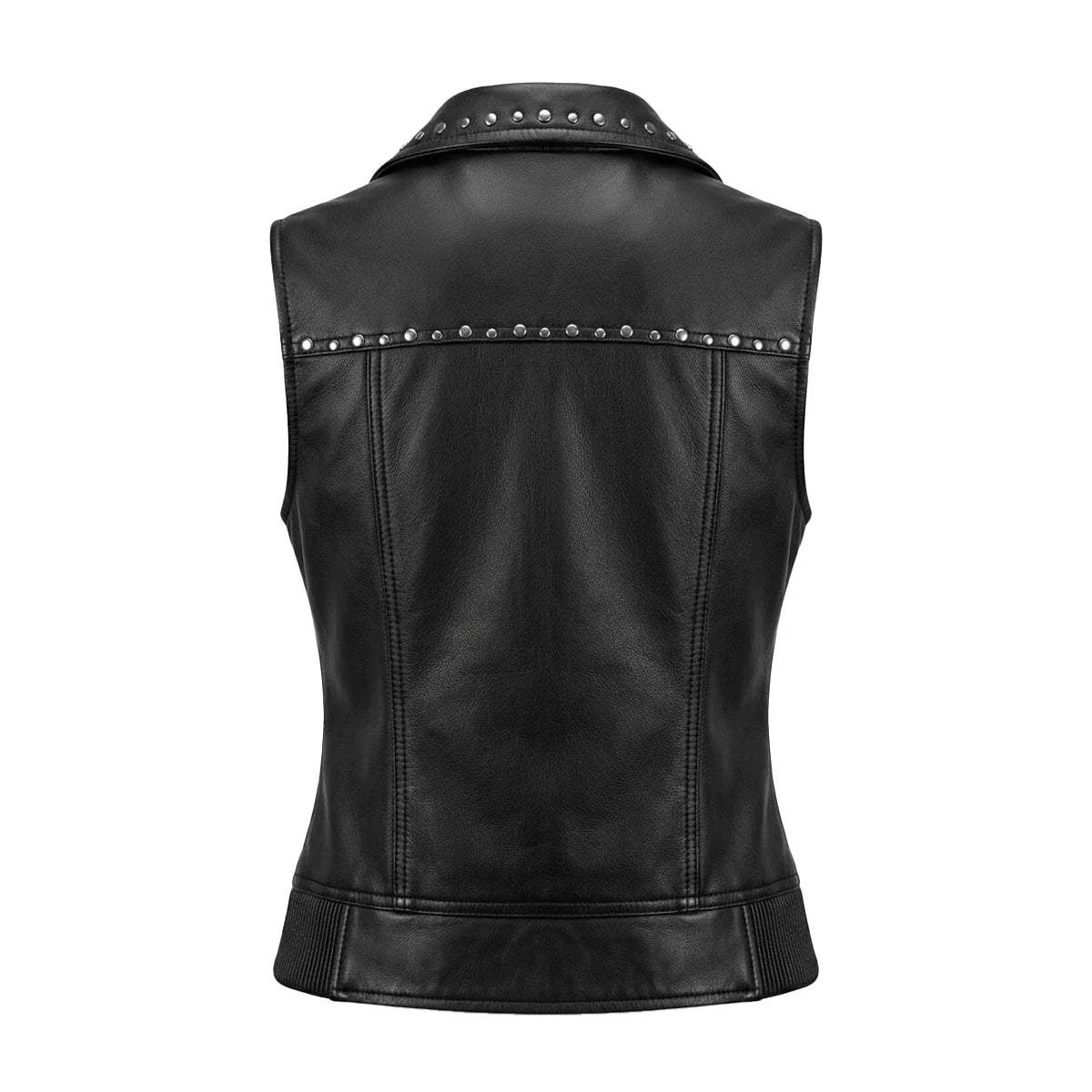 Nancy Women's Studded Lambskin Leather Motorcycle Vest - Unik Just for Bikers - Flyclothing LLC