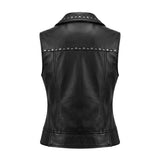 Nancy Women's Studded Lambskin Leather Motorcycle Vest - Unik Just for Bikers - Flyclothing LLC