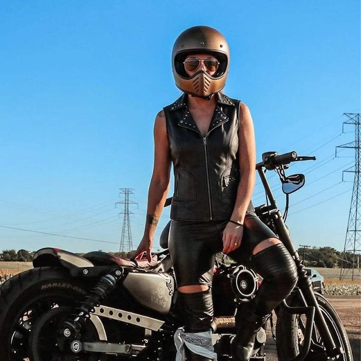 Nancy Women's Studded Lambskin Leather Motorcycle Vest - Unik Just for Bikers - Flyclothing LLC