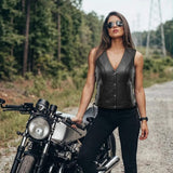 Shirly - Women's Motorcycle Leather Vest - Unik Just for Bikers - Flyclothing LLC