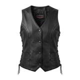 Sierra - Women's Premium Leather Motorcycle Vest - Unik Just for Bikers - Flyclothing LLC