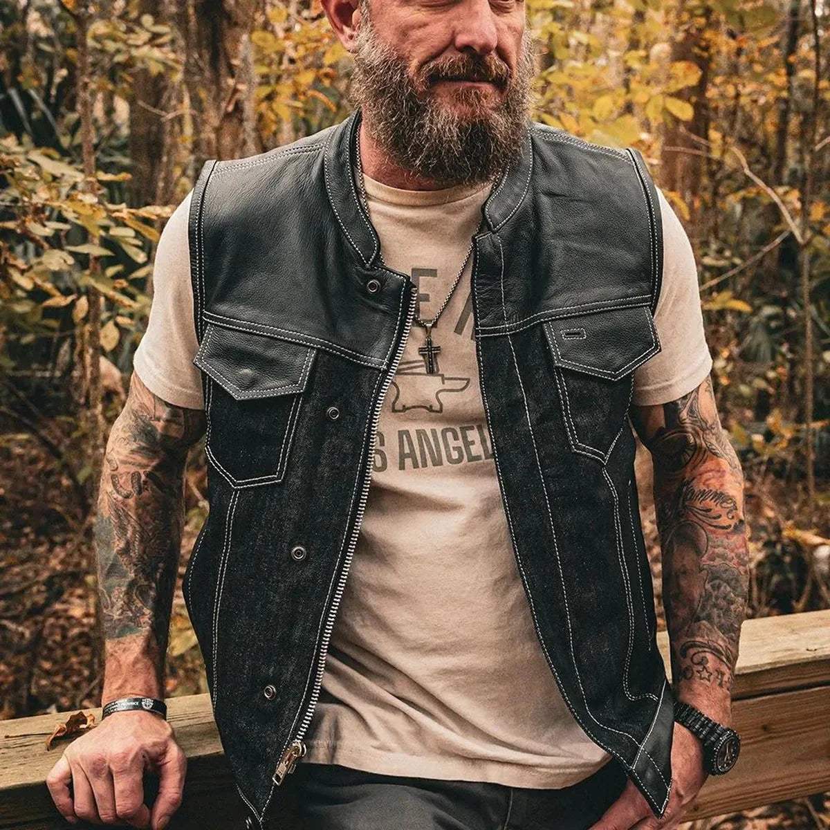 Hybrid white - Mens Hybrid Club Vest - Unik Just for Bikers - Flyclothing LLC