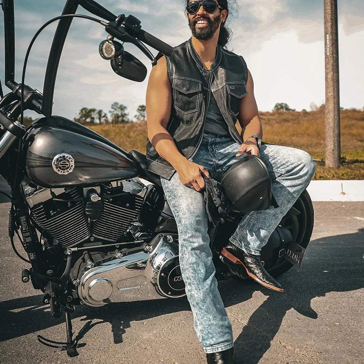 Hybrid white - Mens Hybrid Club Vest - Unik Just for Bikers - Flyclothing LLC