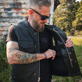 Iron Rider - Men's SOA Club Style Leather Motorcycle Vest - Unik Just for Bikers - Flyclothing LLC