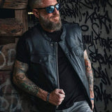 Iron Rider - Men's SOA Club Style Leather Motorcycle Vest - Unik Just for Bikers - Flyclothing LLC