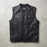 Iron Rider - Men's SOA Club Style Leather Motorcycle Vest - Unik Just for Bikers - Flyclothing LLC