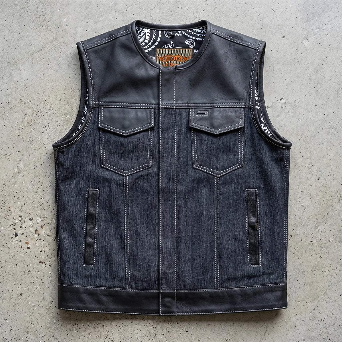 Lawless – Men’s Denim and Leather Club Vest - Unik Just for Bikers - Flyclothing LLC