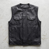 Steelhorse - Men's SOA Club Style Leather Motorcycle Vest - Unik Just for Bikers - Flyclothing LLC