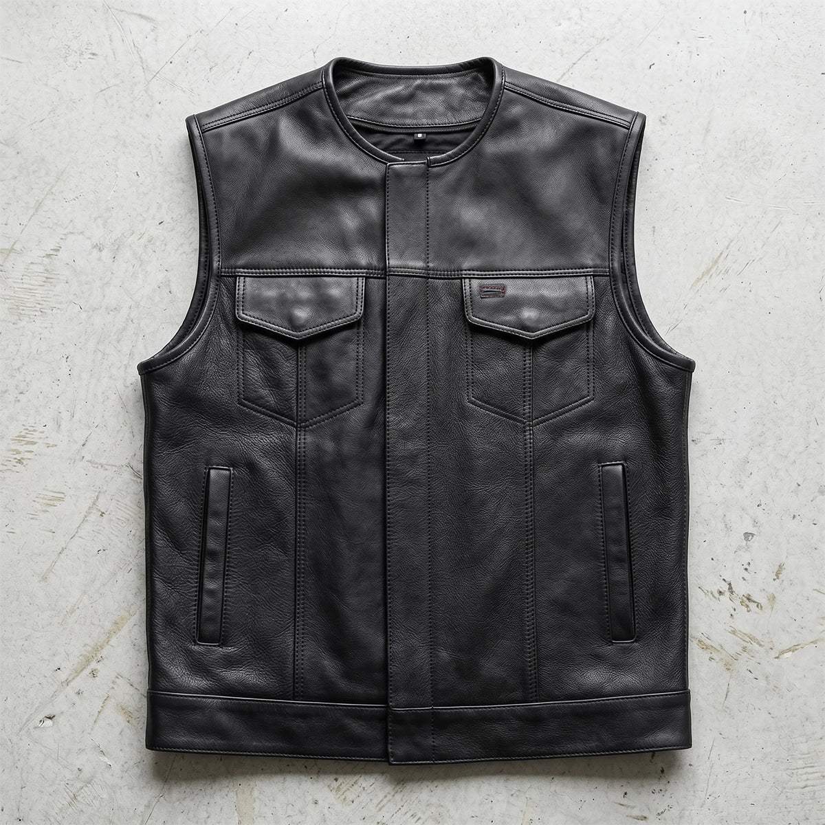 Lowcut - Mens Short Leather Club Vest - Unik Just for Bikers - Flyclothing LLC