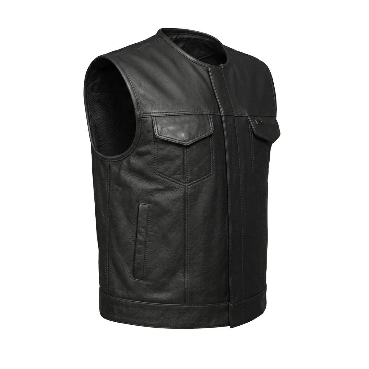 Lowcut - Mens Short Leather Club Vest - Unik Just for Bikers - Flyclothing LLC