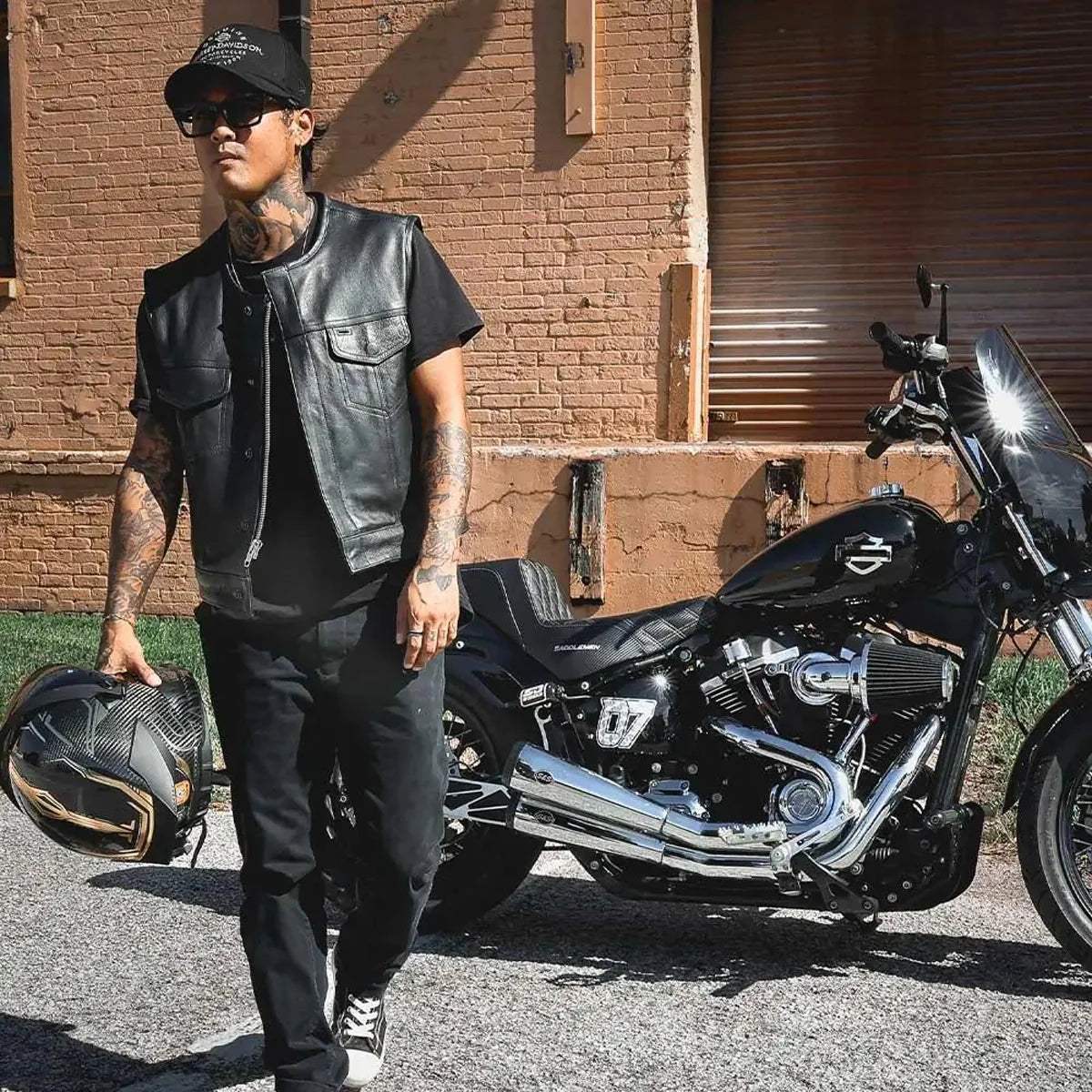 Steelhorse - Men's SOA Club Style Leather Motorcycle Vest - Unik Just for Bikers - Flyclothing LLC