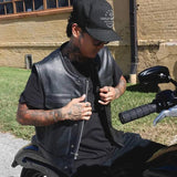 Steelhorse - Men's SOA Club Style Leather Motorcycle Vest - Unik Just for Bikers - Flyclothing LLC
