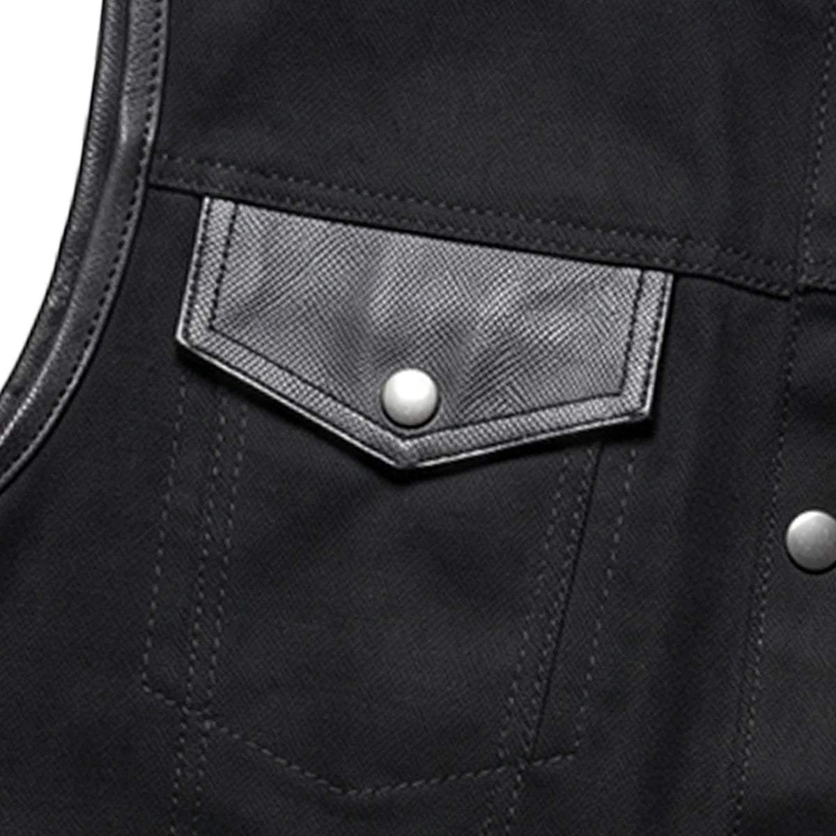 Nightrider - Men's Club Style Denim/Leather Motorcycle Vest - Unik Just for Bikers - Flyclothing LLC