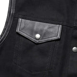 Nightrider - Men's Club Style Denim/Leather Motorcycle Vest - Unik Just for Bikers - Flyclothing LLC